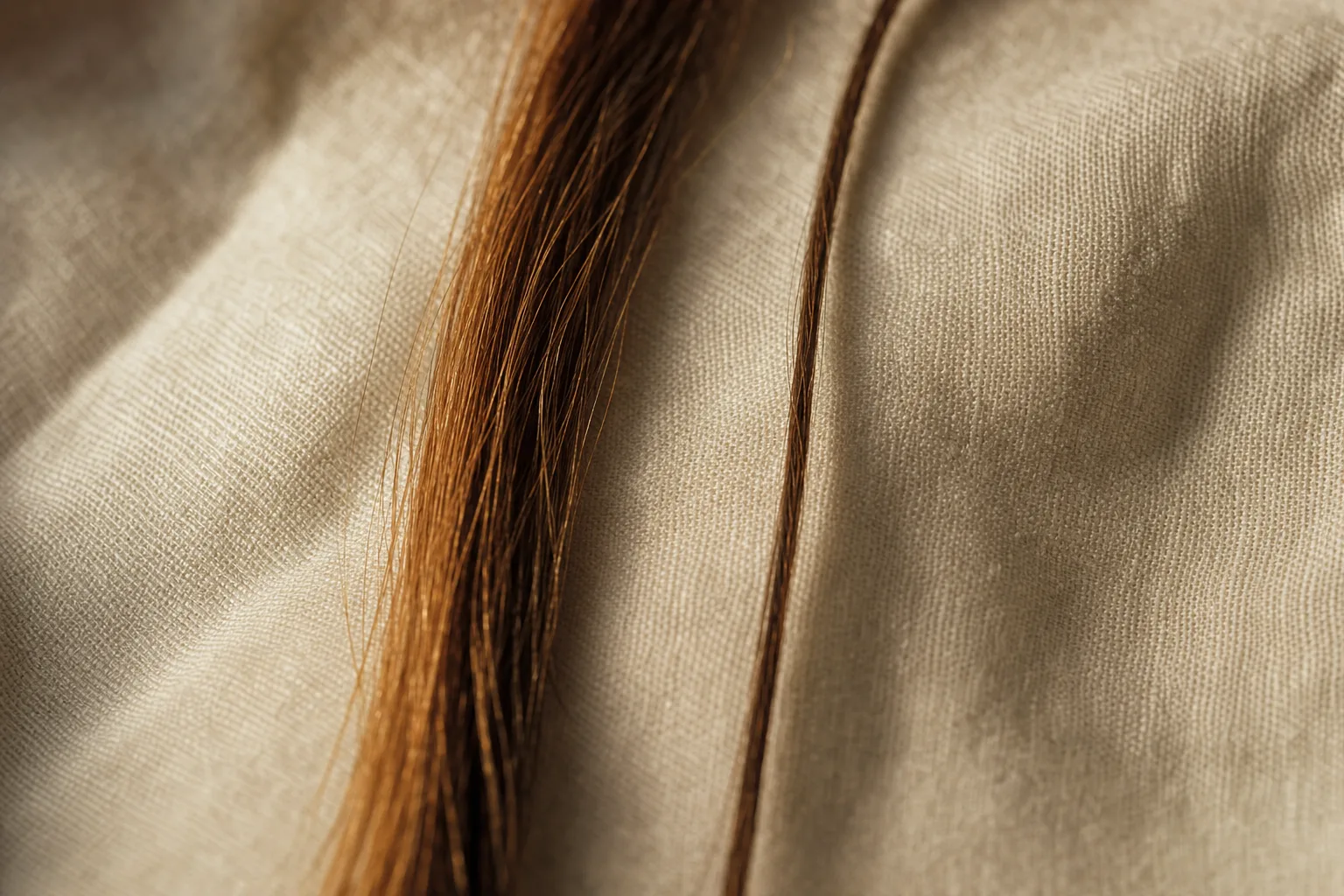 Mechas de espessuras diferentes lado a lado sobre linho