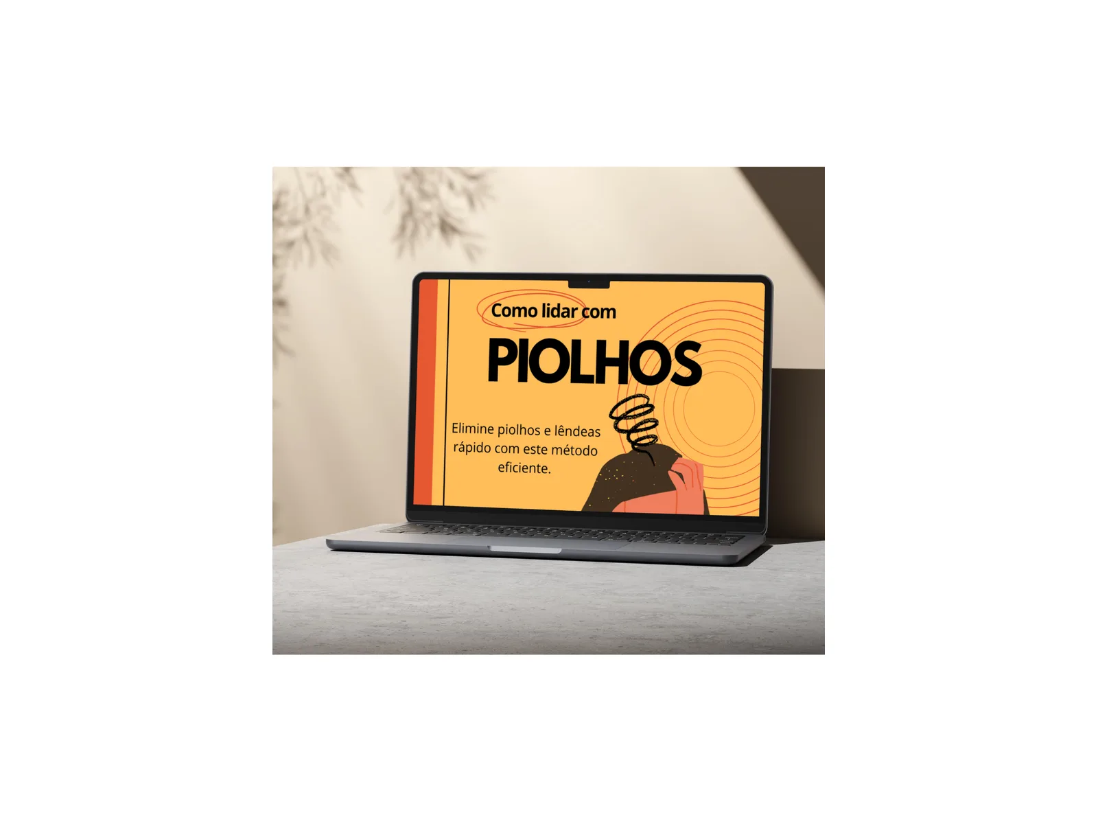 Notebook exibindo a capa do e-book Como Lidar com Piolhos, da Nelblack